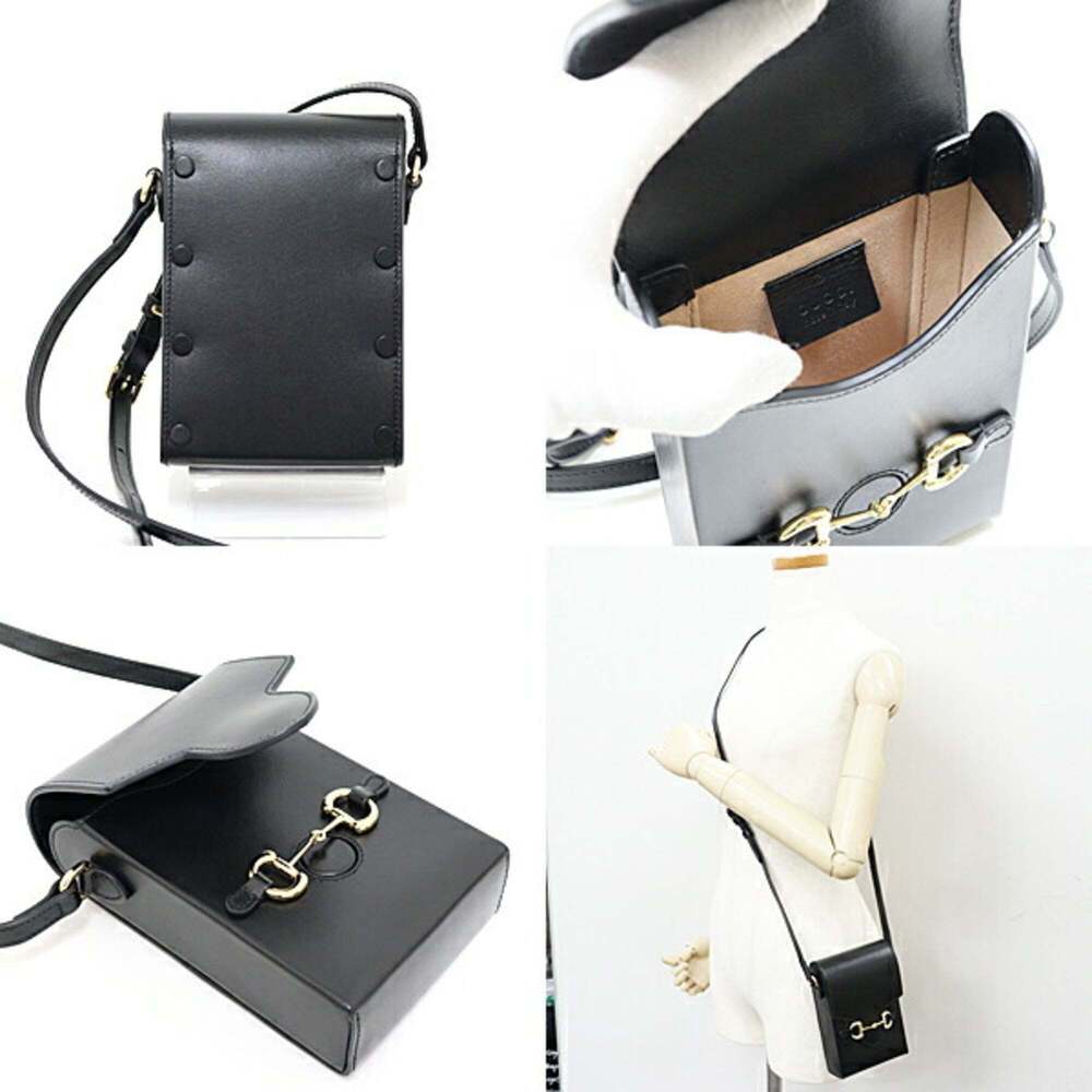 GUCCI Authentic Black Leather Horsebit Shoulder Bag - Picture 2 of 3